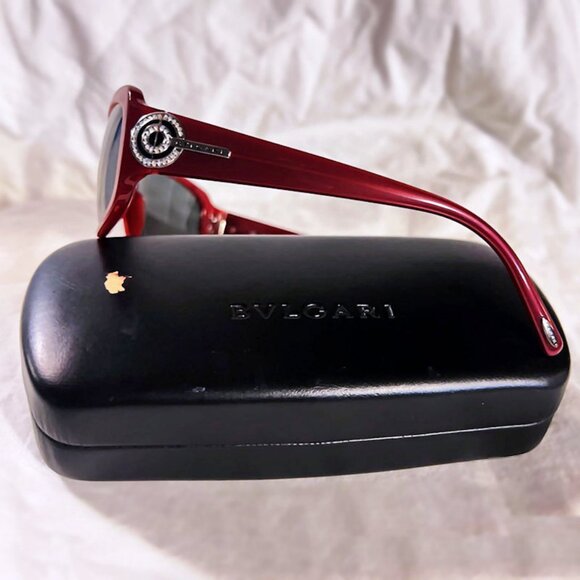 BVLGARI Burgundy Crystal Accent Sunglasses 8003-B 826 87 59 17-130